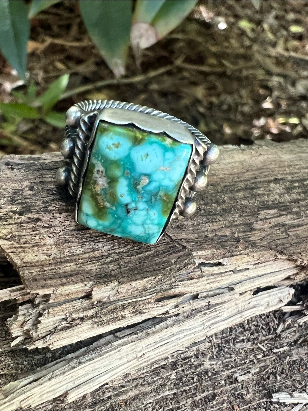 Paul Livingston Navajo Royston Turquoise Sterling Ring Size 9.25
